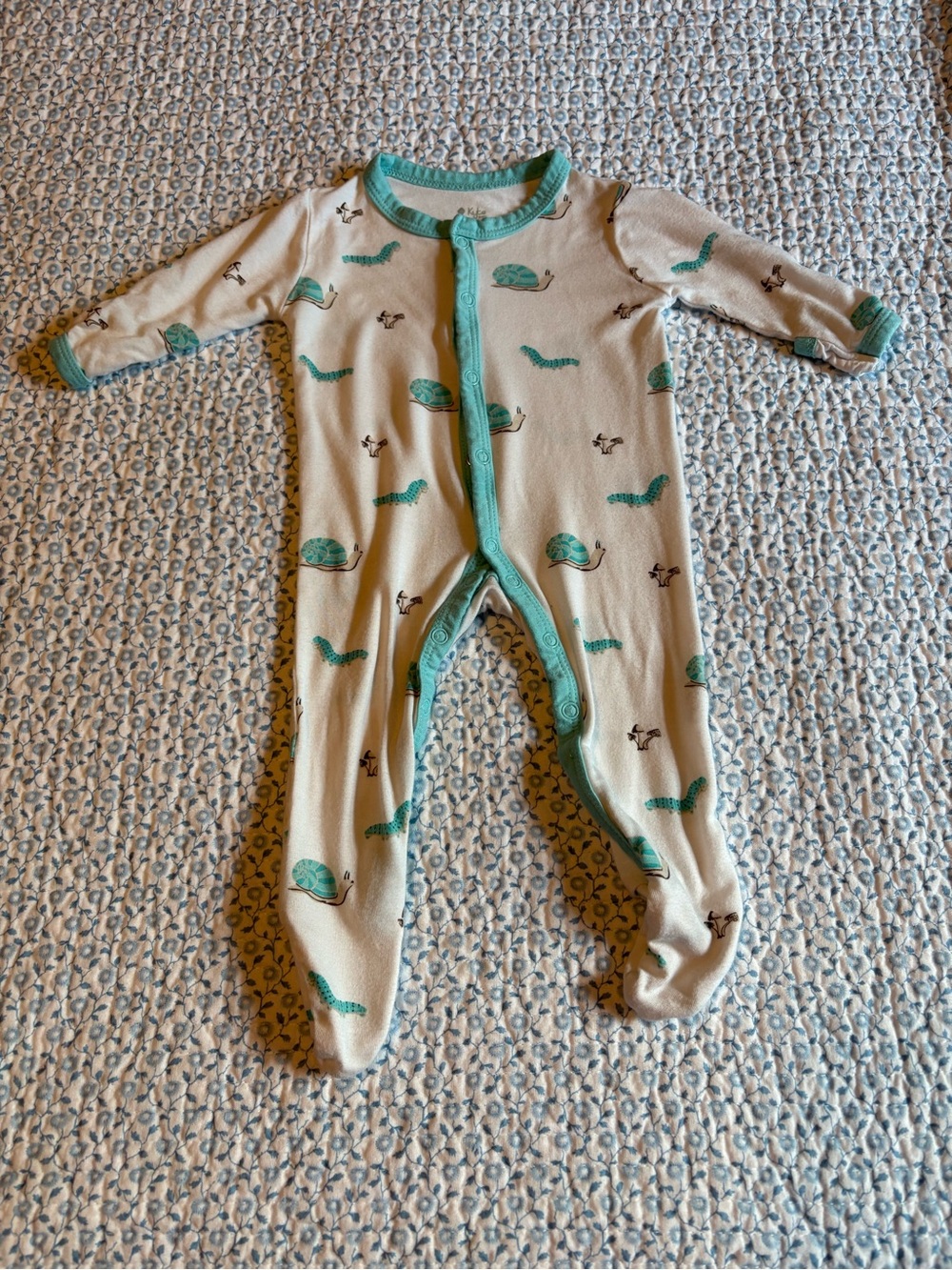 Kyte BABY Footed One-Piece with Teal Snail Print